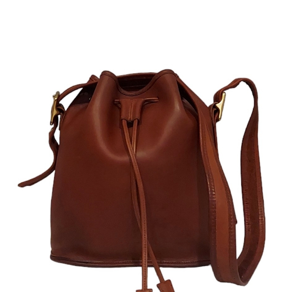 Coach Vintage Distressed Leather Drawstring Bucket Bag
